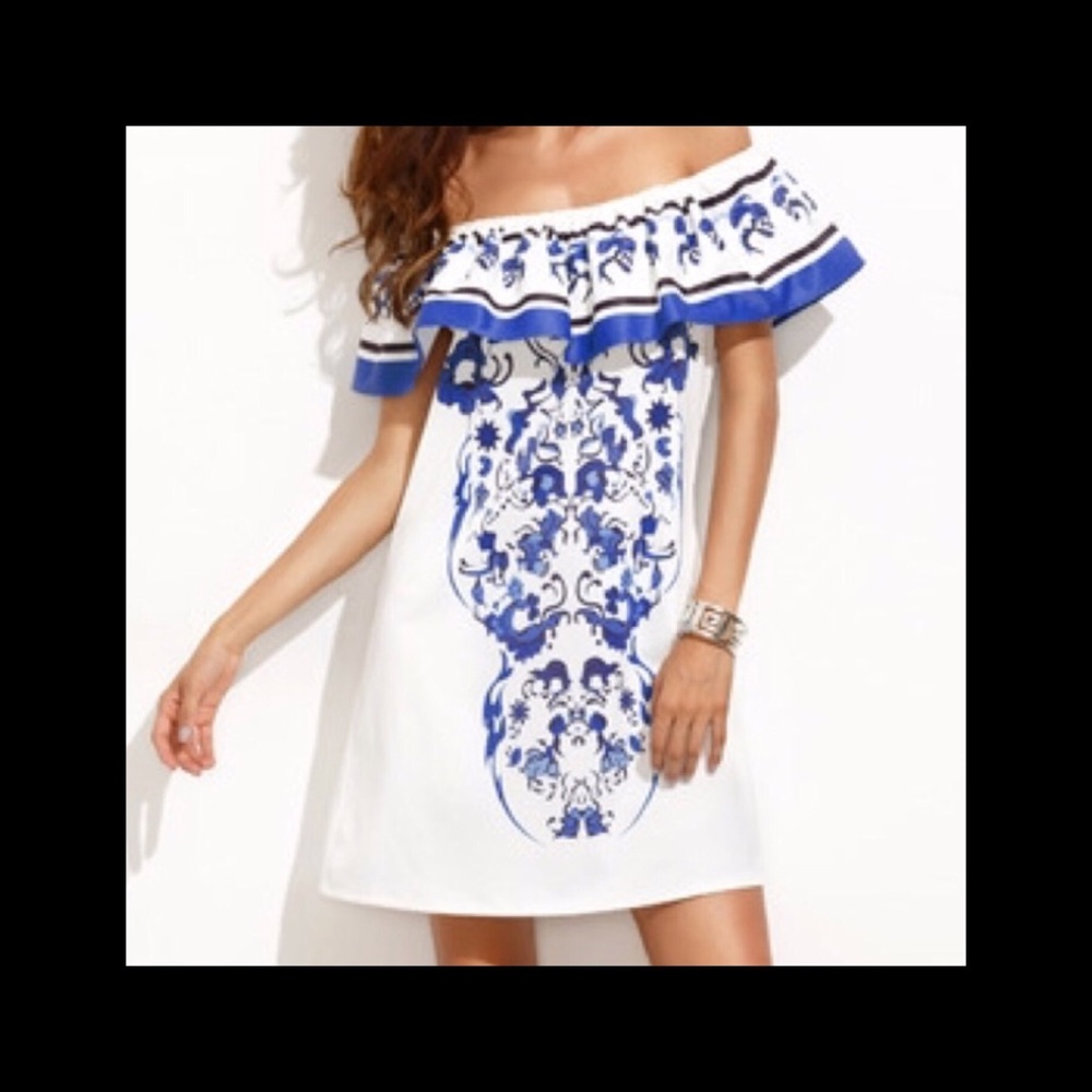 1 M left! Off shoulder print dress - Picture 4 of 6